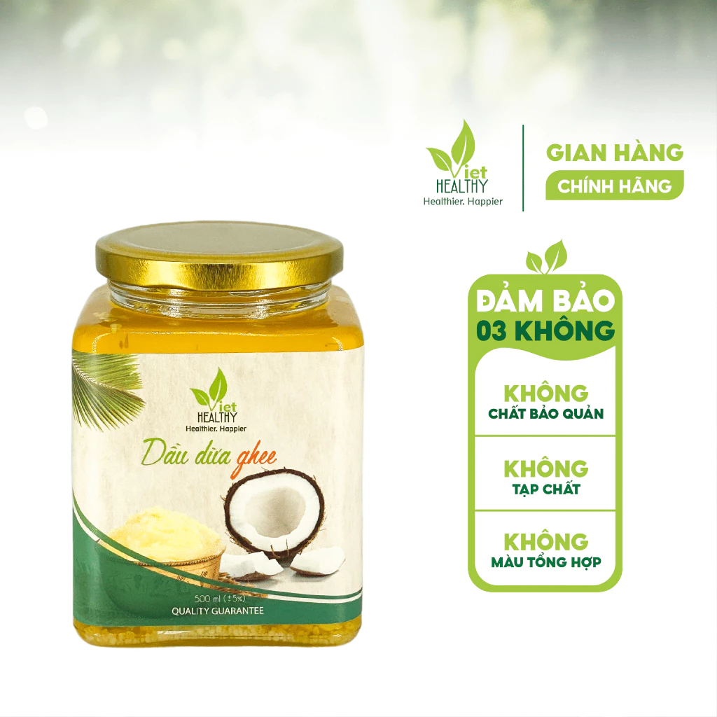 Dầu Dừa Ghee Lên Men Tách Lạnh Tinh Khiết  VietHealthy 500ml