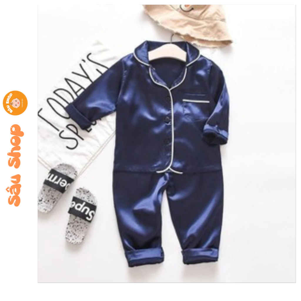 Đồ Bộ Pijama Dài Tay Cho Bé Trai Bé Gái Chất Lụa Cao Cấp, Đồ Ngủ Cho Bé Trai Bé Gái Từ 6-28Kg