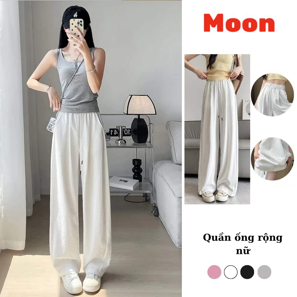 Quần ống rộng nữ hottrend chất đẹp mặc mùa hè mát lạnh moonup