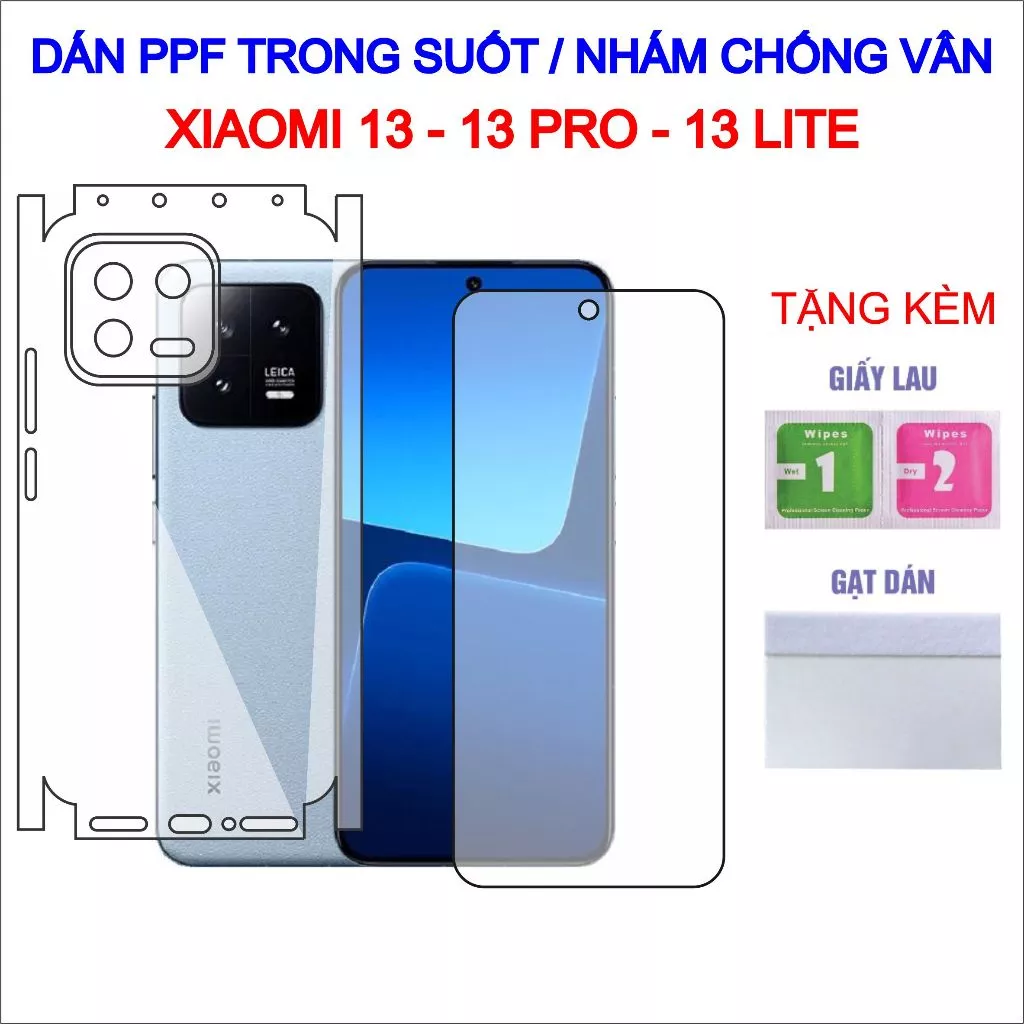 Dán PPF Xiaomi 13, 13 Pro, 13 Lite full lưng viền, màn hình