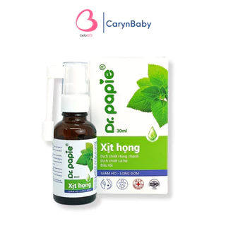 Xịt Họng Dr.Papie Dịch Chiết Húng Chanh Hỗ Trợ Giảm Ho, Tăng Sức Đề Kháng Đường Hô Hấp 30ml Cho Bé và Người Lớn