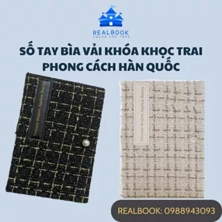 Sổ tay bìa cứng bọc vải dạ cao cấp ,khóa ngọc trai phong cách Hàn Quốc ,giấy kẻ ngang 8mm.Kích thước A5 : 130 x 187