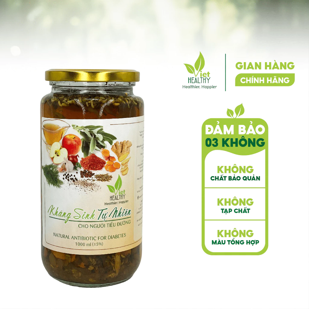 Giấm táo ngâm gia vị - Kháng sinh tự nhiên dành cho người tiểu đường Viet Healthy 1000ml