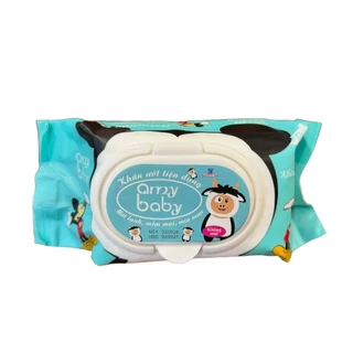 Thùng 10 gói Khăn Ướt Amy Baby 650 gram gói to 150 tờ, không mùi dùng được cho bé, khổ 18x24cm