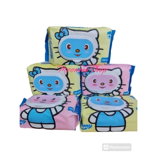 Set 10 gói khăn ướt KITTY MOMMY nhiều màu sắc gói to 100 tờ,khăn ướt không mùi