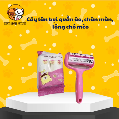 Combo 1 cây + 3 lõi Cây lăn bụi quần áo, chăn màn, lông chó mèo 16cm