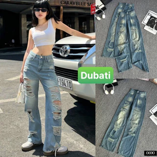 QUẦN JEAN NỮ BAGGY ỐNG SUÔNG RÁCH XANH LƯNG CAO NÂNG MÔNG PHONG CÁCH CAO CẤP MỚI -DB 0690- DUBATI FASHION