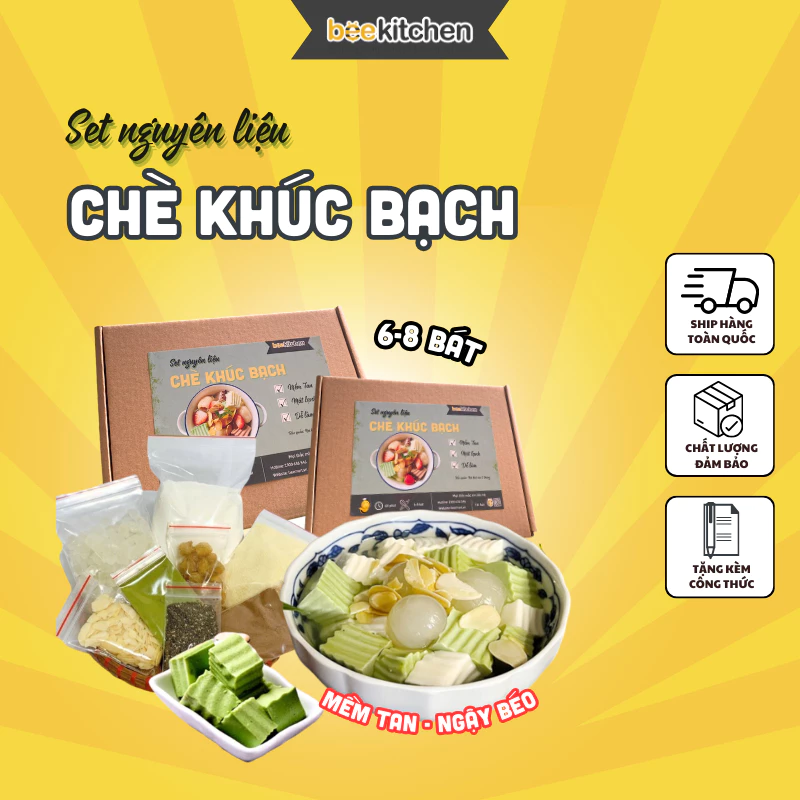 Set Nguyên Liệu Tự Làm Chè Khúc Bạch ngon chuẩn vị Nhà Bee - Thành phẩm 6-8 bát