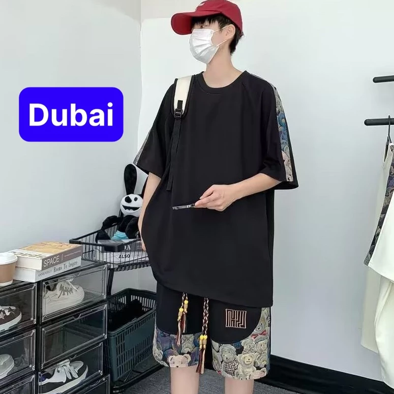 ĐỒ BỘ TÔ ONG IN HÌNH GẤU NGẮN TAY IN ÁO THUN + QUẦN SHORT NAM TÍNH MỚI CAO CẤP MỚI - DUBAI FASHION