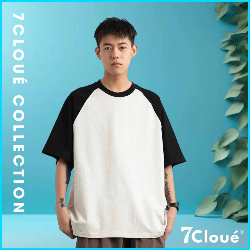 Áo Thun Phối Màu Tay Lỡ 100% Premium Cotton 2 Chiều, Áo Phông RAGLAN Form Rộng Thoáng Mát - 7Cloué