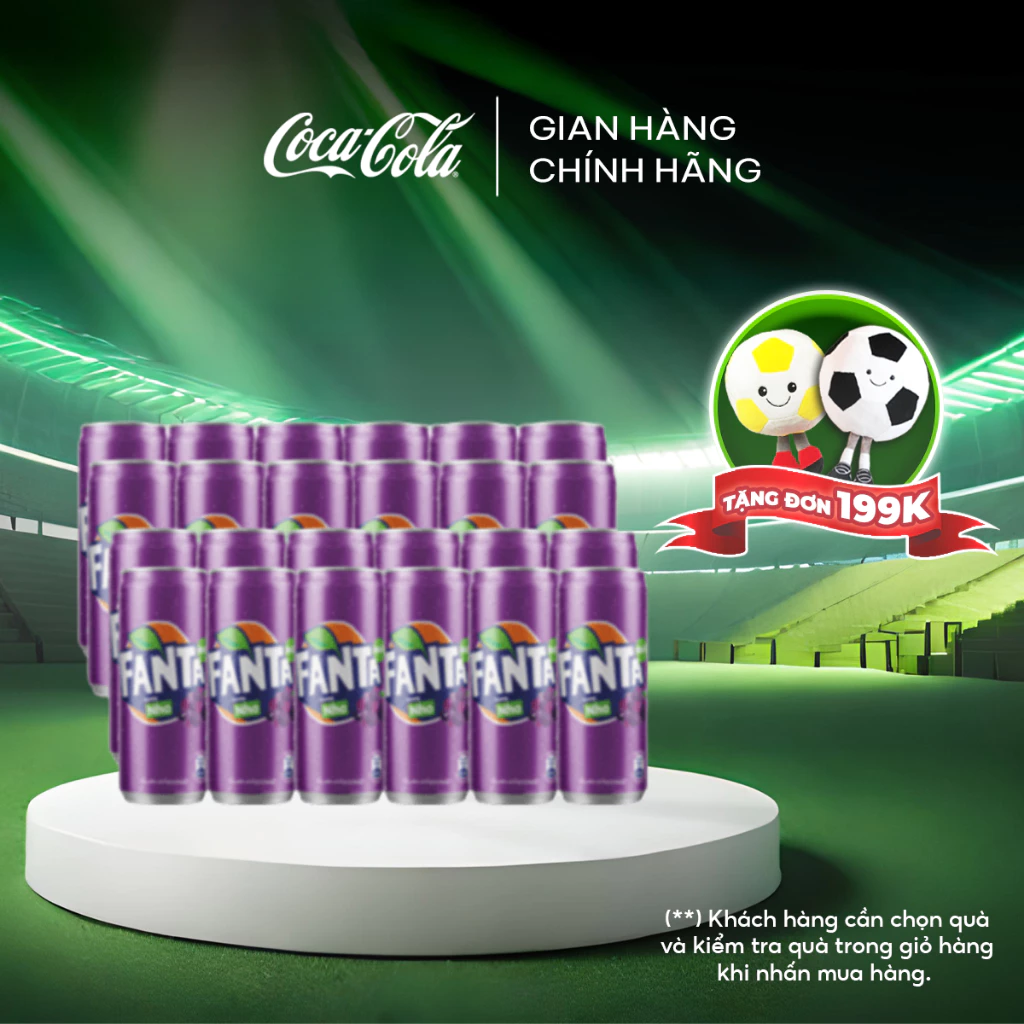 Thùng/lốc 24 Lon Nước Ngọt Giải Khát Có Gas Fanta Nho 320ml/Lon Coca-Cola Official Store