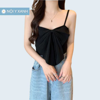 Áo 2 Dây Nơ Ngực Noiyxanh áo hai dây croptop phối nơ điệu đà nữ tính màu đen trắng xanh hồng