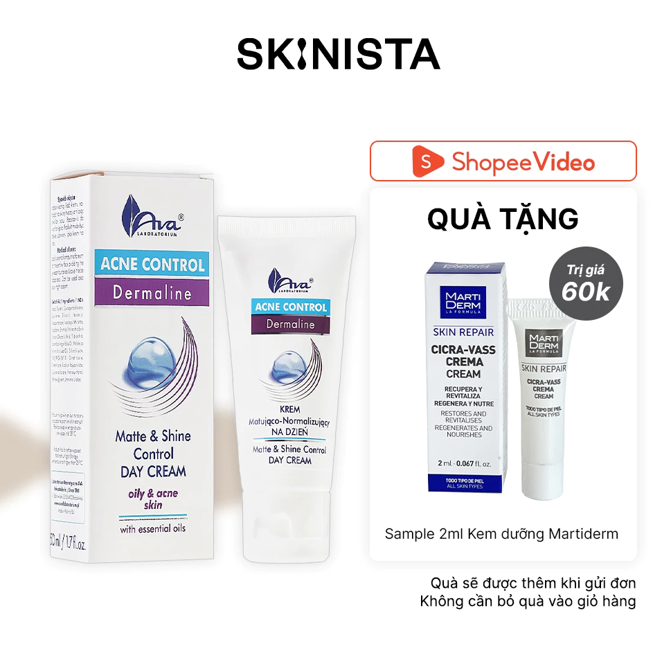 Kem Dưỡng Ava Acne Control Matte & Shine Cho Da Dầu Mụn - Mờ Vết Thâm và Kiểm Soát Dầu 50ml - Bs.Nguyễn Đình Trung