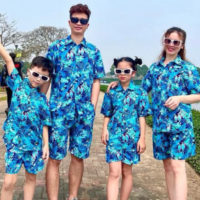 [Giảm 10 %] Đồ Bộ đi biển mẫu Vẹt , Bộ đi biển cho gia đình nhóm Trang Tươi Shop