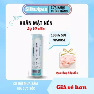 Khăn Mặt Nén Silkwipes, lọ 10 viên dùng 1 lần (20x20 cm), nhỏ gọn, tiện lợi - Mã L1