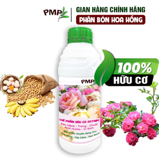 Phân bón Hoa Hồng Soymic PMP ủ từ Đậu Nành, Trứng, Chuối, Humic 1000ml [Tặng cẩm.nang hoa hồng]