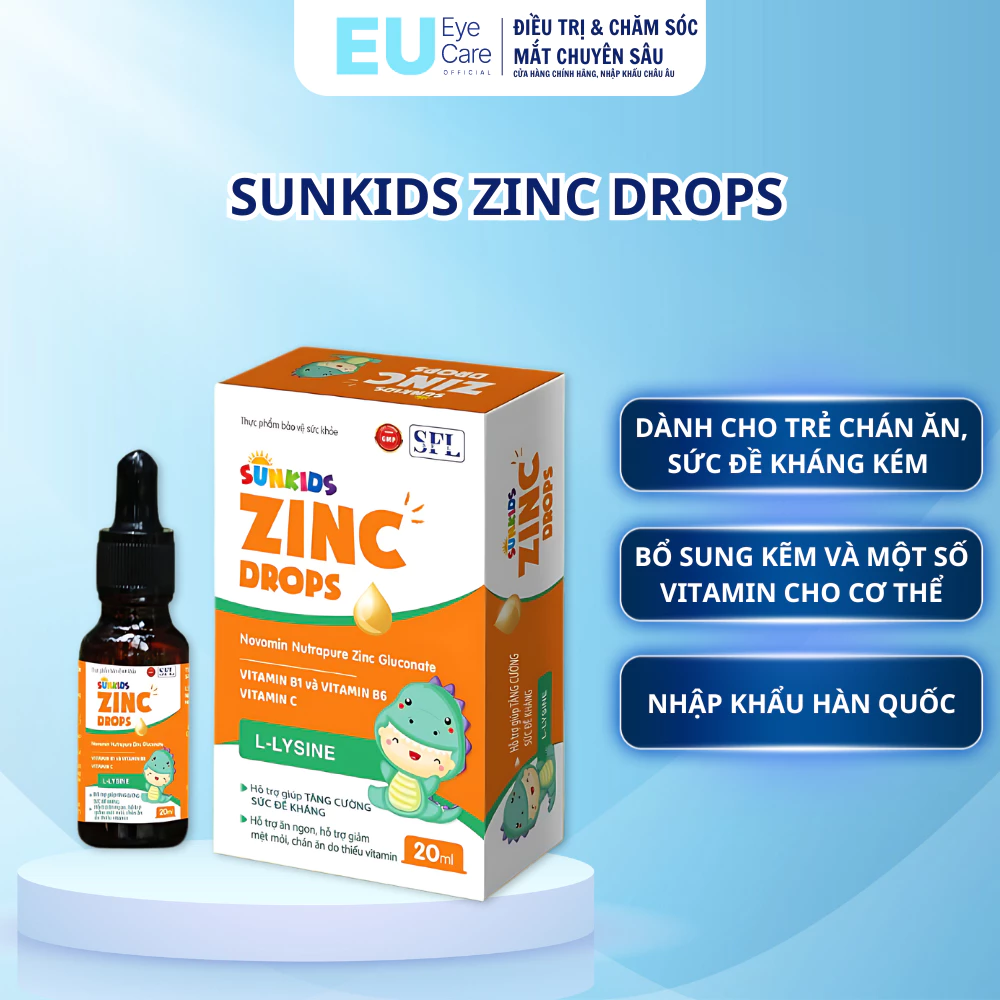 Thực Phẩm Bảo Vệ Sức Khỏe SUNKIDS ZINC DROPS, Bổ Sung Kẽm, Vitamin, Tăng Cường Sức Đề Kháng Cho Cơ Thể