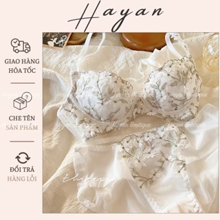 HT0103 Bộ đồ lót sexy thêu hoa có GỌNG kèm ĐỆM LÓT, set nội y ren mềm mại HT0103