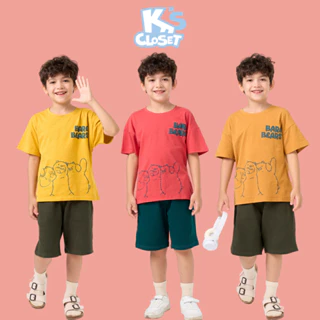 Bộ Quần Áo Cộc Tay K'S CLOSET Hình In Đáng Yêu, Chất Liệu Cotton Cho Trẻ Em Từ 10-55kg (2-14 tuổi) E005FOS