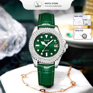 Đồng hồ nữ ZIDO có lịch ngày dây da mặt tròn đính đá full viền sang trọng Laxy Watch