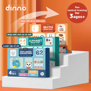 Tập tô vẽ thông minh xóa được Dinno 64 trang, đào tạo kiểm soát bút, sử dụng phương pháp Montessori cho trẻ từ 3 - 6