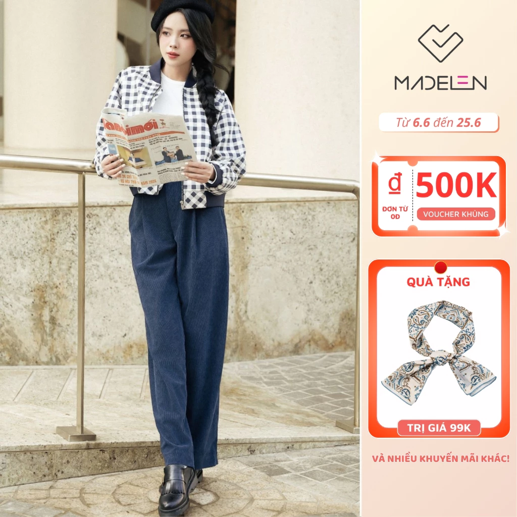 Quần culottes nhung ống suông 1 ly MADELEN