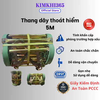 [Kèm 2 móc to] Thang Dây Thoát Hiểm Chống Cháy, Cứu Sinh Chung Cư,.Chịu được trọng lượng lớn lên đến 1720kg. Loại 5M