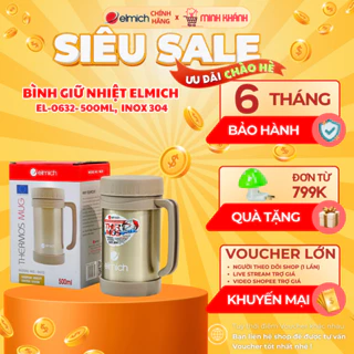 Bình giữ nhiệt Elmich 500ml EL-0632 - Inox 304, giữ nhiệt chân không, miệng bình rộng chứa thức ăn