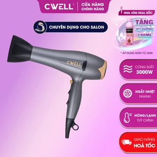 Máy sấy tóc công suất cao 3000W CWell, 6 chế độ sấy nóng/lạnh chuẩn Salon kèm đầu tạo kiểu - C103HD
