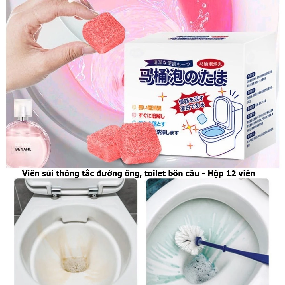 Hộp 12 Viên Sủi Vệ Sinh Bồn Cầu Tiện Dụng , Viên tẩy bồn cầu, thơm mát, khử khuẩn