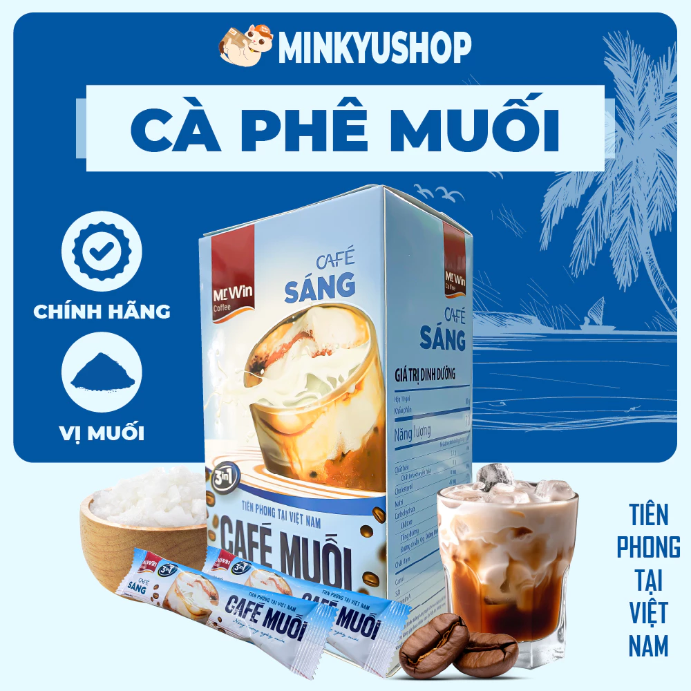 [Voucher 10k] Cà Phê Muối Hòa Tan hộp 10 gói 200g Chuẩn Việt Đậm Vị Ngon Khó Cưỡng Mr.Win