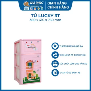 [GIAO HỎA TỐC - Qui Phúc] Tủ nhựa trẻ em LUCKY 3 tầng, nhựa chính phẩm 100% an toàn cho bé