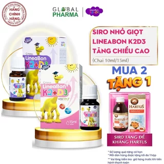 Siro nhỏ giọt LineaBon D3 K2 - tăng chiều cao, chống còi xương cho bé (Chai 10ml)