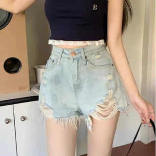 Quần Đùi Jeans Nữ , Quần Short Nữ Chất Liệu Denim Tua Rua Phong Cách Sexy Phong Cách Hàn Quốc  L011