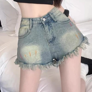 Quần Short Jeans Nữ , Quần Đùi Nữ Chất Liệu Jeans Phối Vẩy Sơn Tua Rua Cực Xinh Kute L26