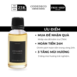 Tinh dầu khuếch tán CODEDECO Vỏ Quế 30ml