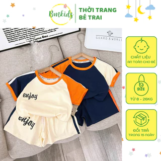 [M01-CHẤT XỊN] Bộ thể thao phối cam hot cho bé 8-26kg BMKIDS chất vải cotton mềm mịn, thoáng mát