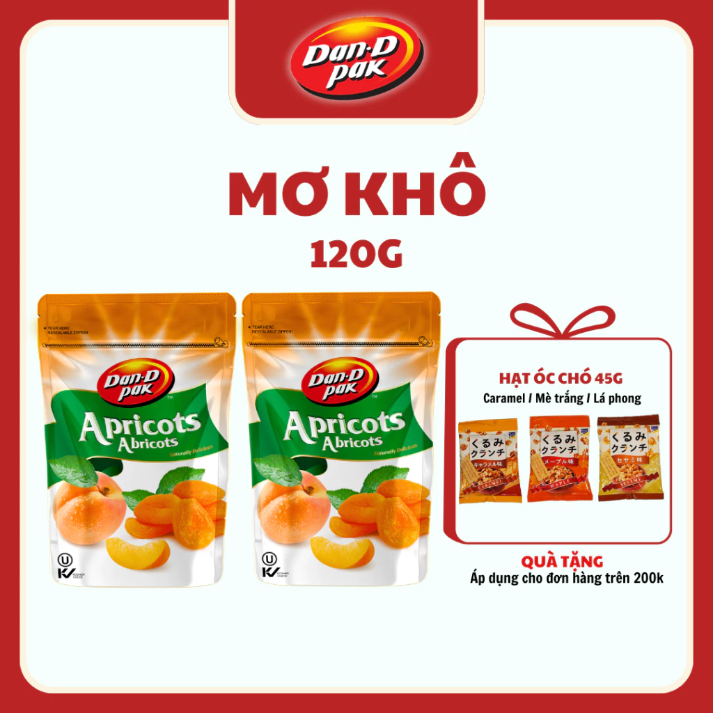 Mơ khô Thổ Nhĩ Kỳ tự nhiên, dẻo thơm ngon, dinh dưỡng, tốt cho sức khỏe 120g Dan D Pak