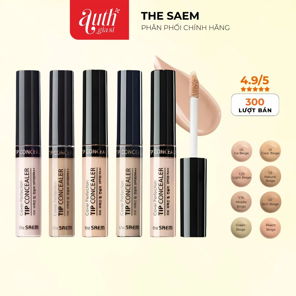 [BÁN SỈ] Kem che khuyết điểm THE SAEM Cover Perfection Tip Concealer SPF28/PA+ CKĐ che phủ hoàn hảo