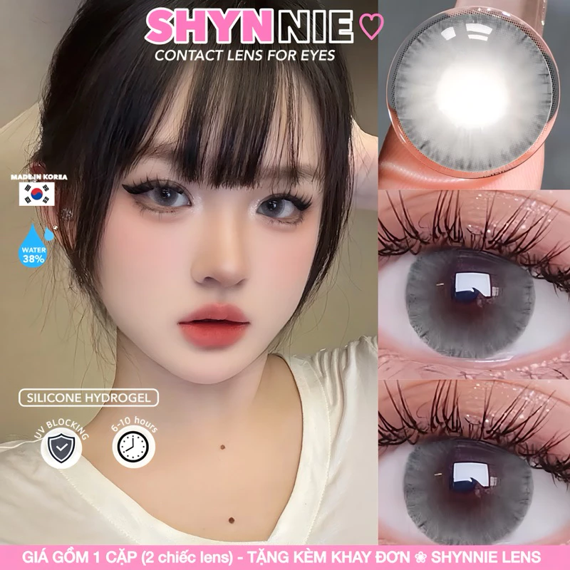 ✨(𝗖𝗔̣̂𝗡 𝗧𝗨̛̀ 𝟬-𝟲 Đ𝗢̣̂) Lens xám tây viền tia 14.5mm giãn to hợp makeup đi tiệc, kỷ yếu...- kính áp tròng SHYNNIE LENS 🩵