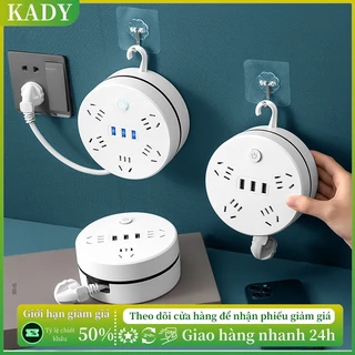 Ổ cắm điện tròn 5 lỗ 3usb đa năng rút gọn an toàn chống giật dây dài 1,9m chịu tải 2500W