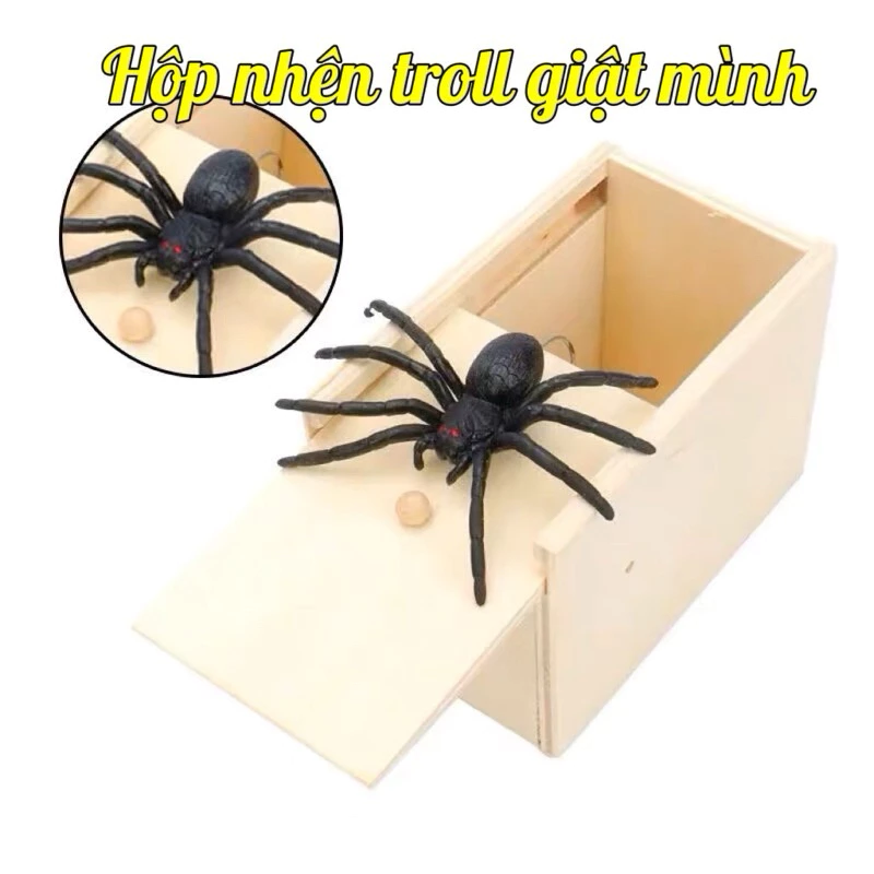 ( Hộp nhện troll ) bạn bè, hộp quà bất ngờ, mở hộp tạo sự bất ngờ với con nhện silicon nhảy ra như thật