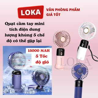 Quạt Mini Cầm Tay Nhỏ Gọn 15.000 mah 5 Tốc Độ Gió Pin Sạc