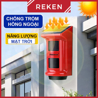 Thiết bị chống trộm hồng ngoại ngoài trời chống báo giả năng lượng mặt trời có remote Pingron P09