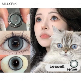 Cặp kính áp tròng Mill Creek màu xanh dương 14.5mm mềm mại phù hợp với mọi kiểu trang điểm WT:40%