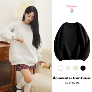 Áo sweater nỉ trơn basic phong cách Hàn Quốc TOSUN S05