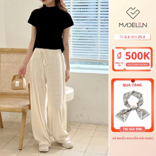 Quần culottes ống rộng vải tăm màu pastel MADELEN