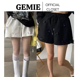 QUẦN ĐÙI NHIỀU NƠ ĐEN TRẮNG nữ form rộng cạp chun co giãn, quần short nữ trơn basic phong cách Hàn Quốc form thụng