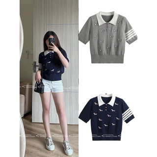 ÁO POLO THO.M thêu chó CỔ TRẮNG, áo polo cực xinh cực phố qcl1 15