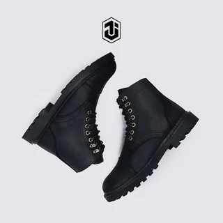 Giày Combat Boots Iron Black J1, Da Bò Sáp Đế Cao Su Bảo Hành 12 Tháng